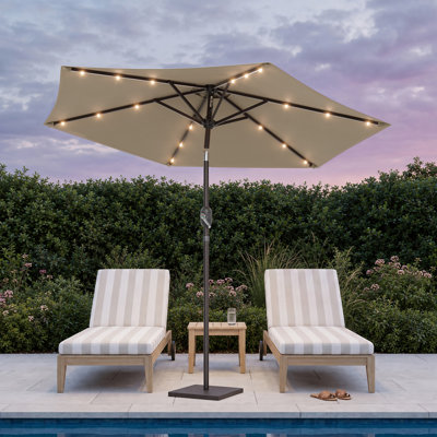 Parasol rond de 7,5 pi à DEL avec protection UV, inclinaison facile et caractéristiques de résistance au vent