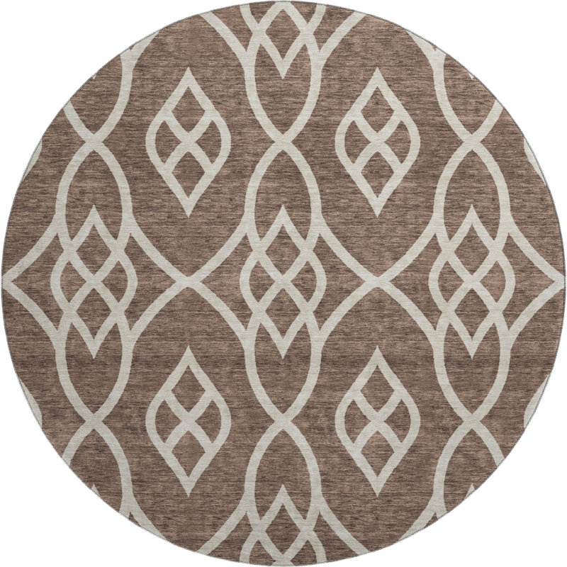 Premium Machine Washable Prisco Chocolate Rug, Round 8'