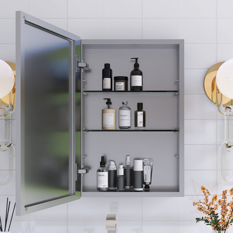 Pharmacie rectangulaire en aluminium avec miroir, H 24 po x l 16 po x P 5,08 po