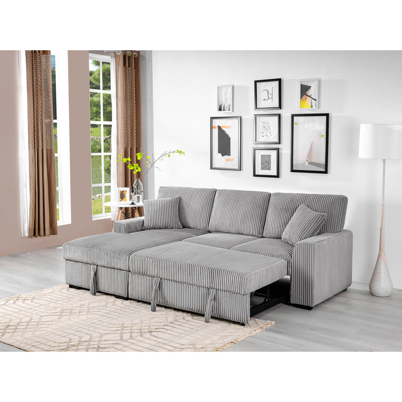 Canapé modulaire rembourré 12 pièces Nocole, Tissu gris foncé, Left Hand Facing