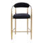 Ensemble de 2 tabourets de bar de cuisine rembourrés modernes - structure en fer, noir et doré, rembourrage en mousse, style Mid-Century (2) en métal pour la maison