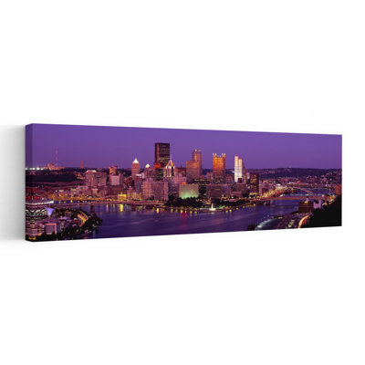 Dusk Pittsburgh PA USA 1 Piece Wrapped Canvas Panoramic Wall Art