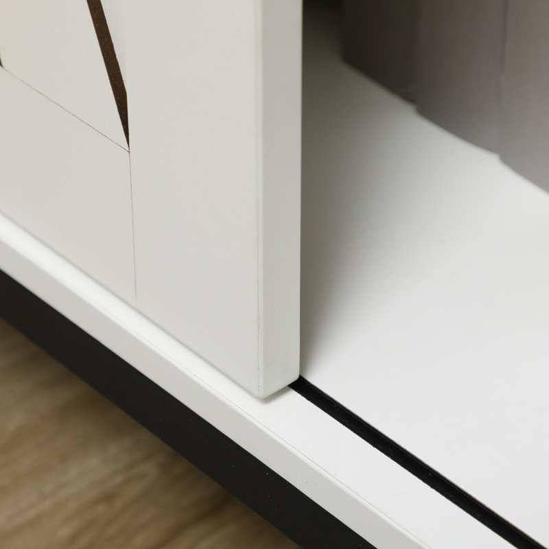 Armoire-bar à cadre métallique avec tablette réglable, Brun / Blanc