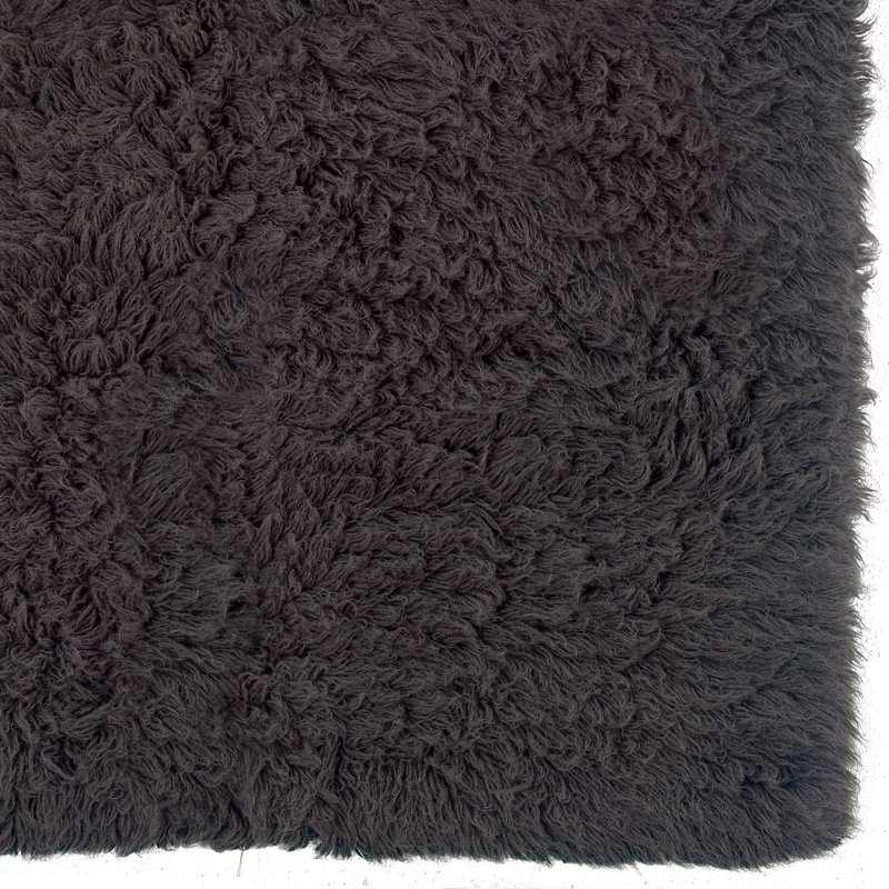 Tapis gris en laine tissé à la main Alamin Flokati, Rectangle 5 pi x 8 pi