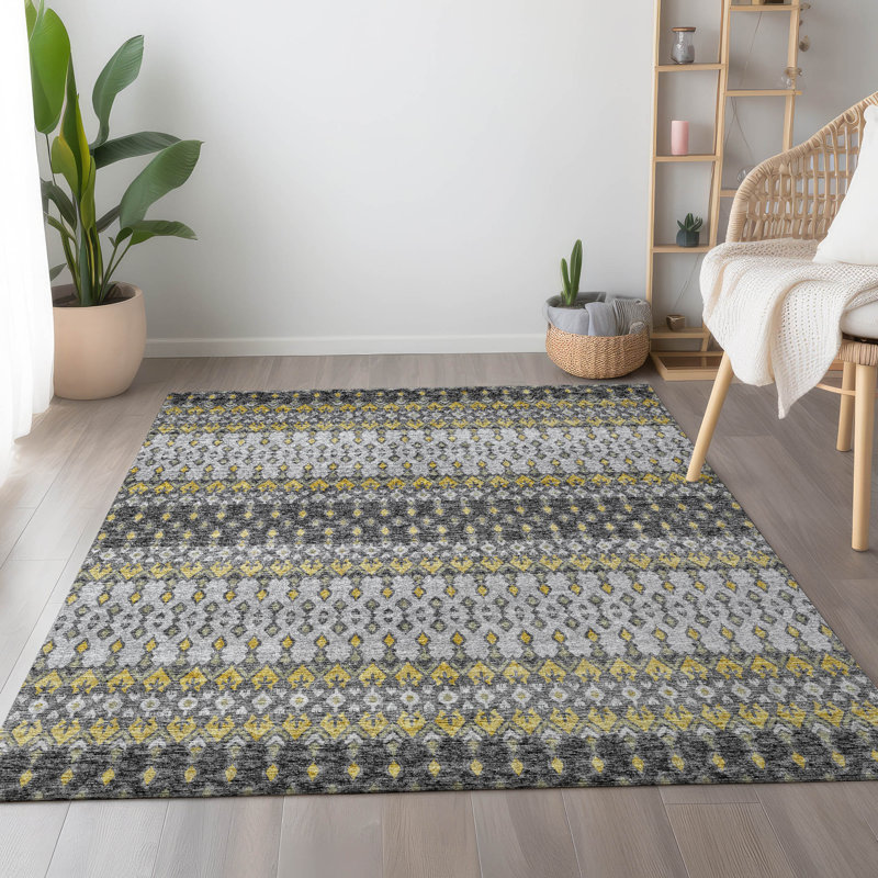 Tapis gris lavable à la machine de qualité supérieure AMF72, Rectangulaire 3 pi x 5 pi
