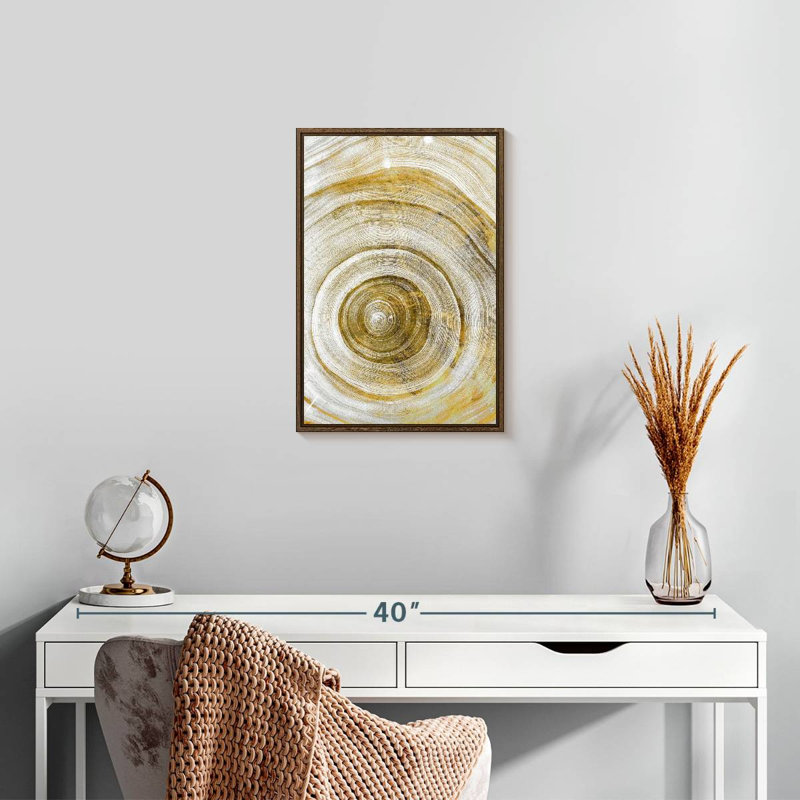 Anneaux d'arbre Molinari géométrique, Floating Frame Walnut, 13" x 19"