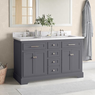 Annaline 54'' Free-standing Double Bathroom Vanity with Engineered Stone Vanity Top -  Lark Manor™, 848C50B11FA441AEA7A847789EB2FB82