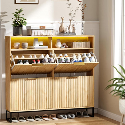 Armoire à chaussures avec rangement 47,2 pouces à 4 compartiments 1 tiroir