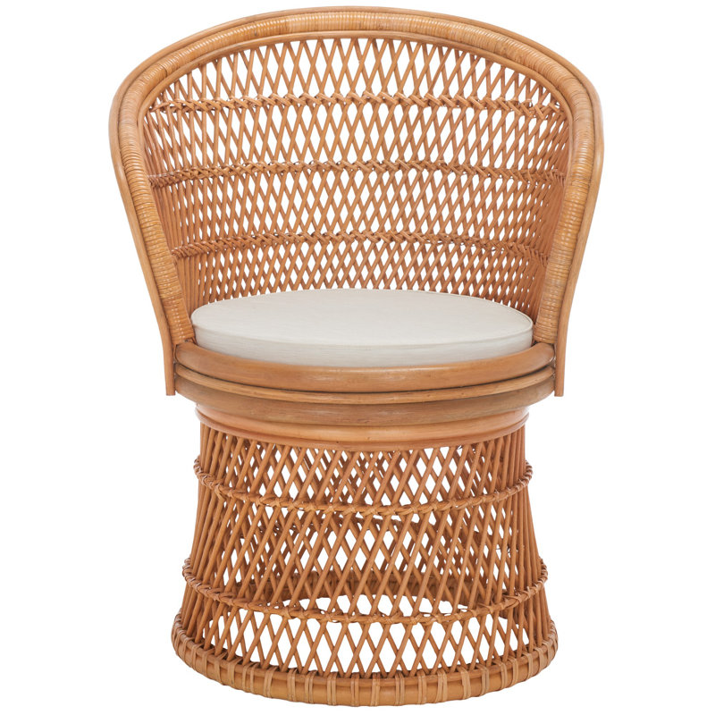 Fauteuil d'appoint pivotant avec coussin Rochellt, Naturel