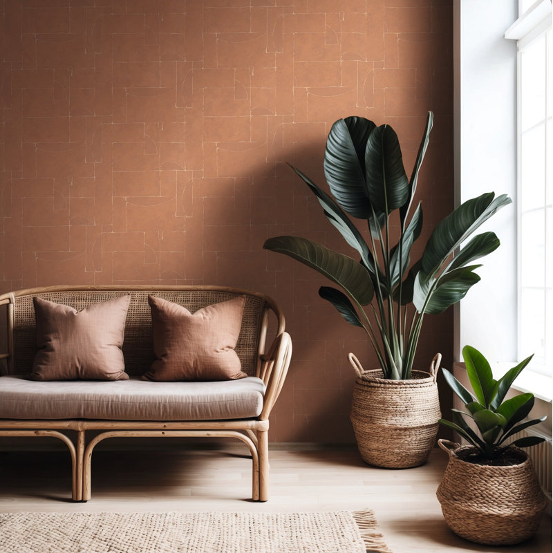 Terra Collection Graphic Abstract Stone Wallpapr Roll, Pink
