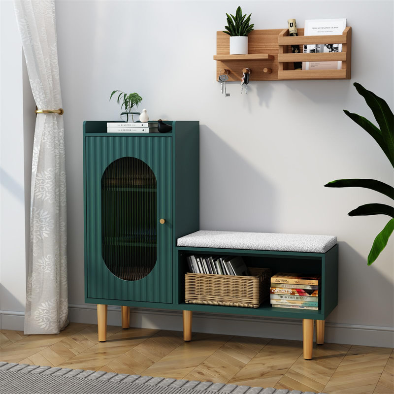 9 Pair Shoe Storage Cabinet, Green