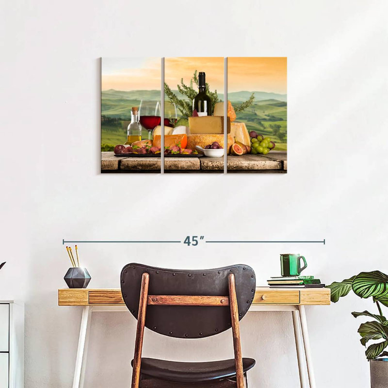 Ensemble parfait de vin sur toile 3 pièces, H 20 po x l 33 po x P 1,25 po