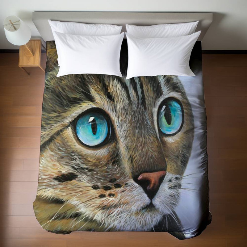 Curious Cat Portrait Duvet Cover | Hyperrealist Pet Decor