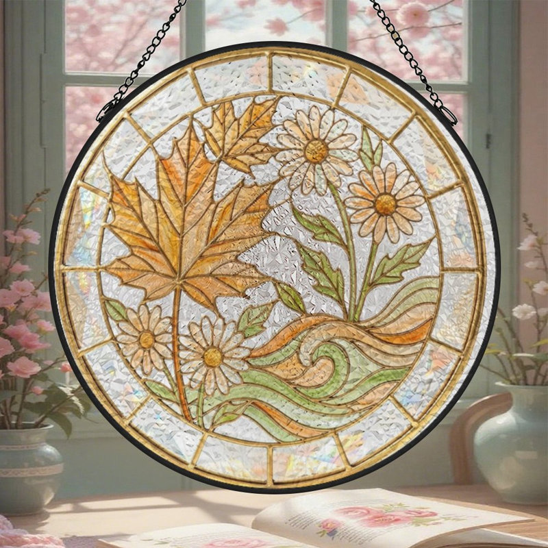 Panneau de vitrail Autumn, 3,5 x 3,5 po (9 x 9 cm)