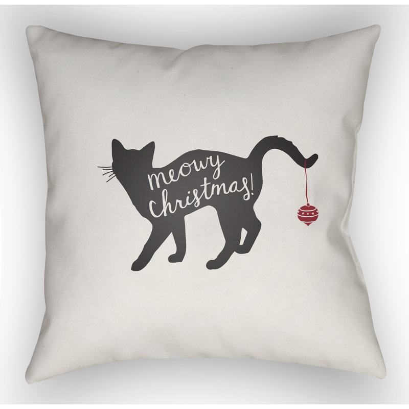 Outdoor Throw Pillow, 18" H x 18" W x 4" D, White / Black