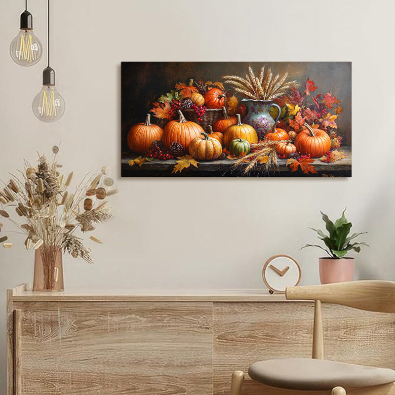 Art mural en forme de citrouille rustique en 2 dimensions, H 12 po x l 24 po