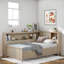 Lit de jour en bois avec tablettes de rangement, portes coulissantes et 3 tiroirs-1935402989