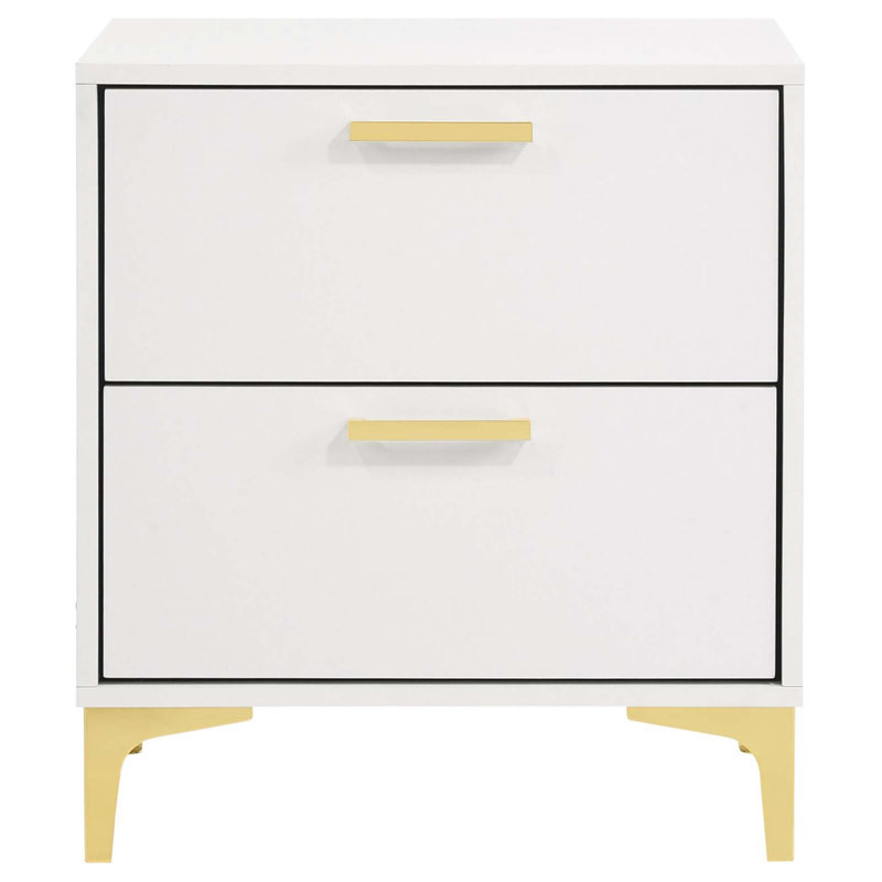 2-Drawer Rectangular Nightstand, White