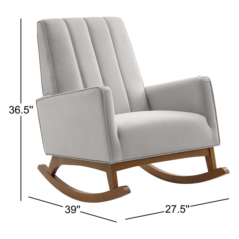 Chaise berçante en velours Sway Performance, Velours gris clair