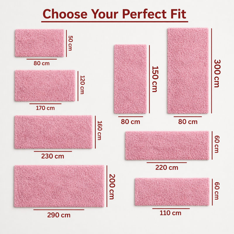 Aspire Homeware Pink Shaggy Area Rug Soft Plush Indoor Carpet, Rectangle 120cm Width X 170cm Length