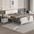 Laurea Steel 3 Piece Bedroom Set, Modern Farmhouse Platform Bed Frame with 2 Nightstands, Rustic White Queen Size Bedroom Furniture Set, No Box Spring Needed-1962201620-1996166033
