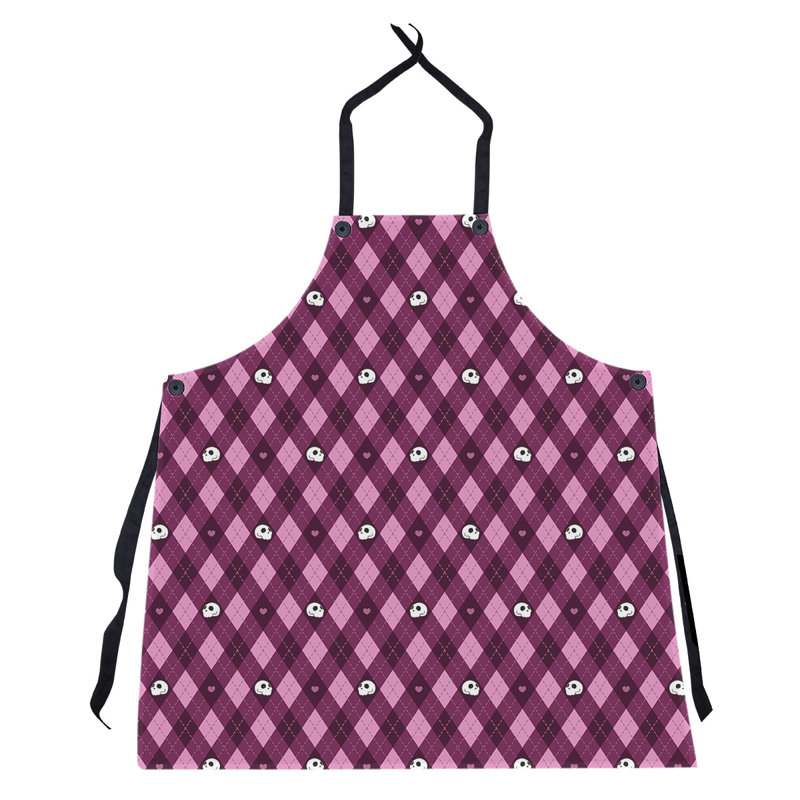 Tablier à motif argyle crânes, Rose