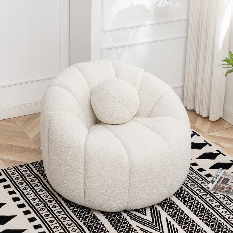 Fauteuil demi-tonneau pivotant 37 po, Mélange de polyester blanc