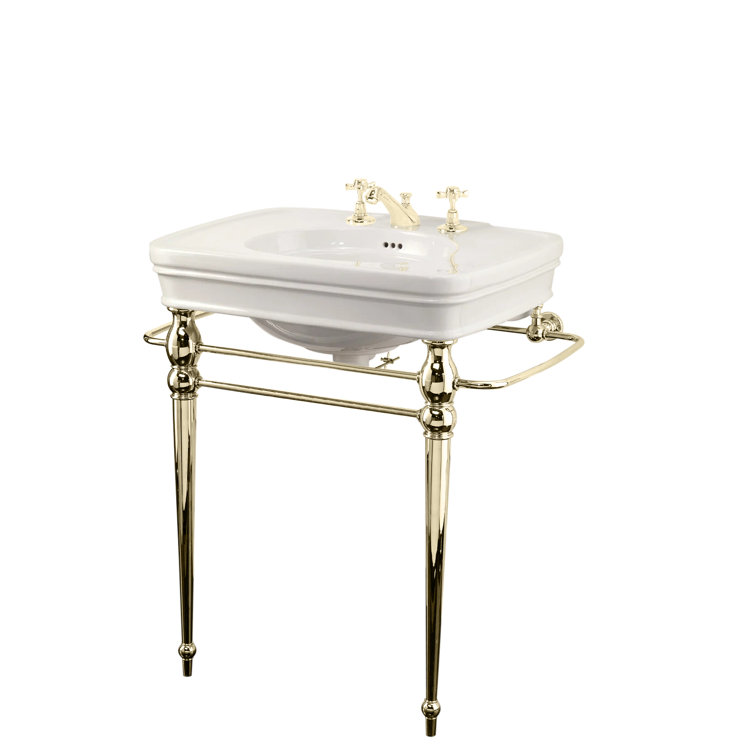 Rose Oval Console Bathroom Sink with Overflow