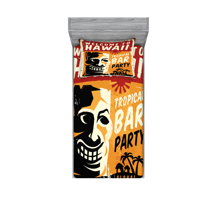 Ensemble de draps Welcome to Hawaii, Ensemble de draps pour lit simple TG avec drap-hou