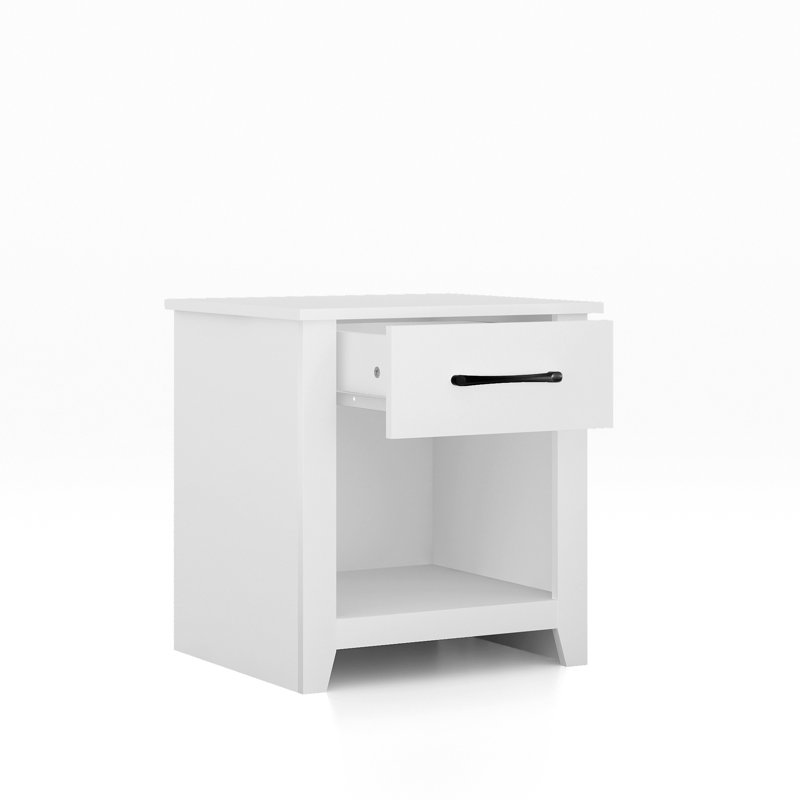 Table de chevet 1 tiroir 20,3 po Walter, Blanc mat