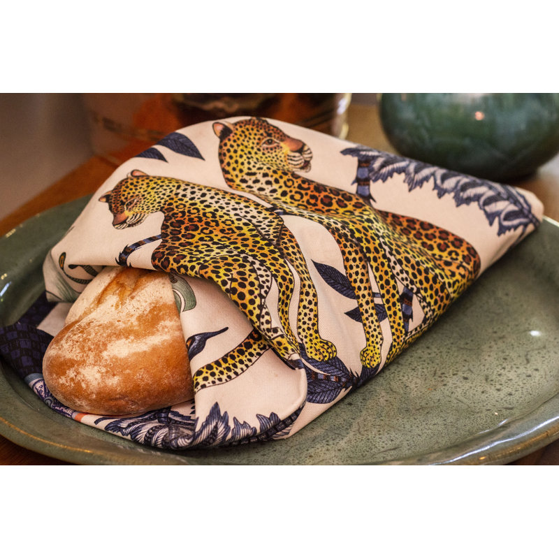 Ardmore 'Lovebird Leopards' Cotton Tea Towel