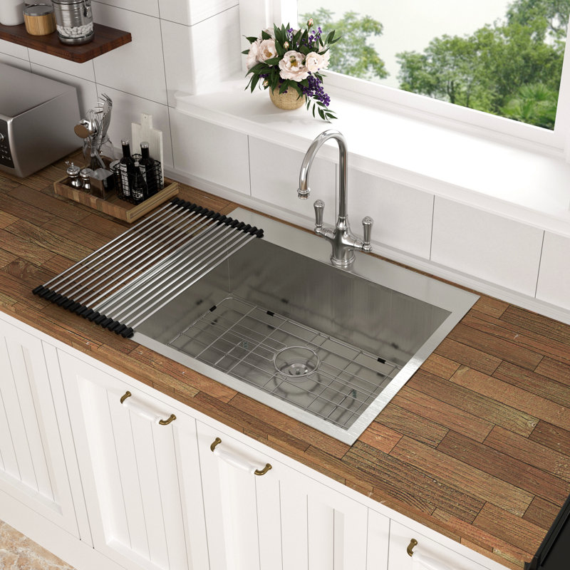 25X22X9 Inch Kitchen Sink Drop In 16 Gauge Stainless Steel 25" Single Bowl Topmount Kitchen Sink Basin
