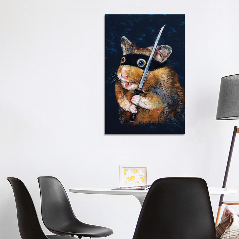 Ninja Hamster 1 Piece Wrapped Canvas Painting, 101.6 cm H x 66.04 cm W x 1.91 cm D