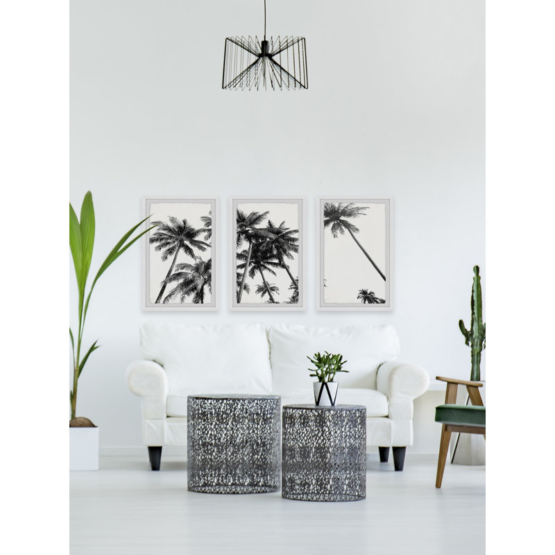 Coco Palm Trees par Marmont Hill - ensemble de 3 photos encadrées, H 18 po x l 12 po x P 1,5 po