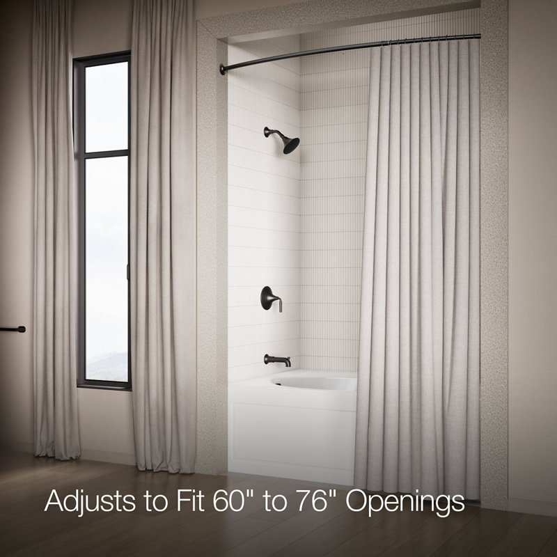 Expanse Curved Shower Rod - Transitional Design, Matte Black