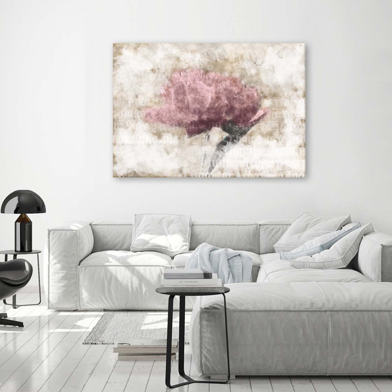 Abstract Flowers Shabby Elegance - No Frame Print on Canvas, 70cm H x 100cm W