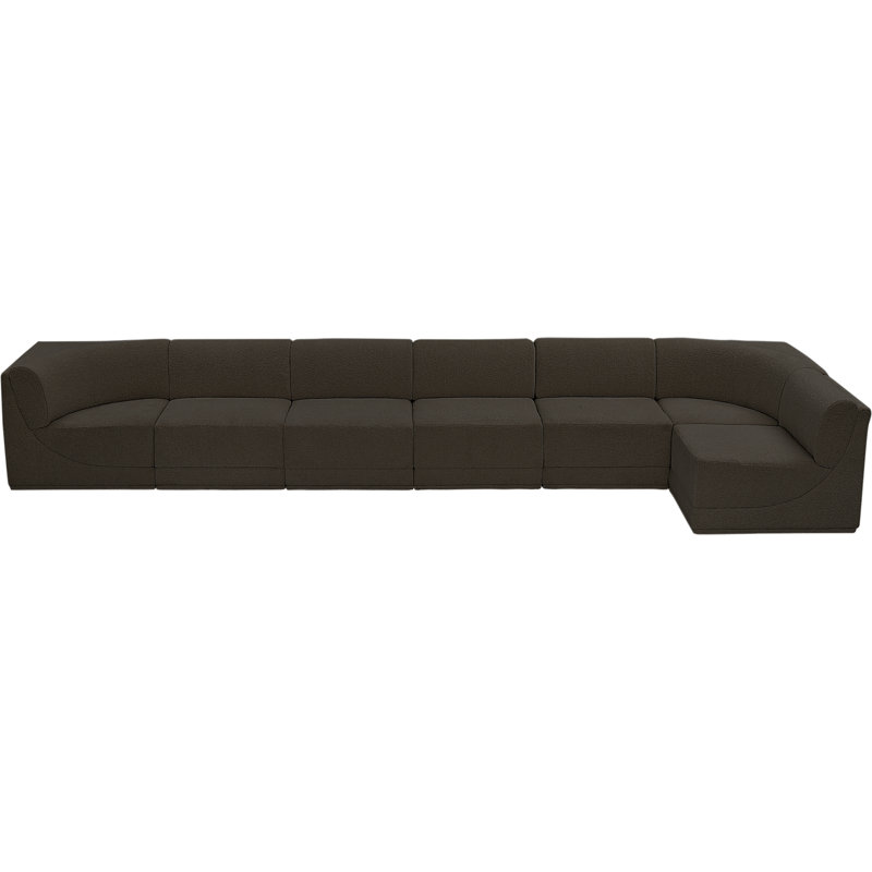 Canapé modulaire rembourré 7 pièces Ollie, Tissu brun bouclé