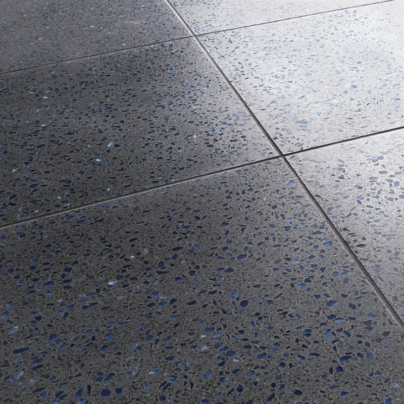 Veritas Terrazzo 16X16 Polished Terrazzo Tile, Blue/Gray