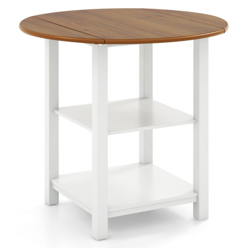 Table de salle à manger pliante ronde à abattants avec 2 tablettes pour petits espaces