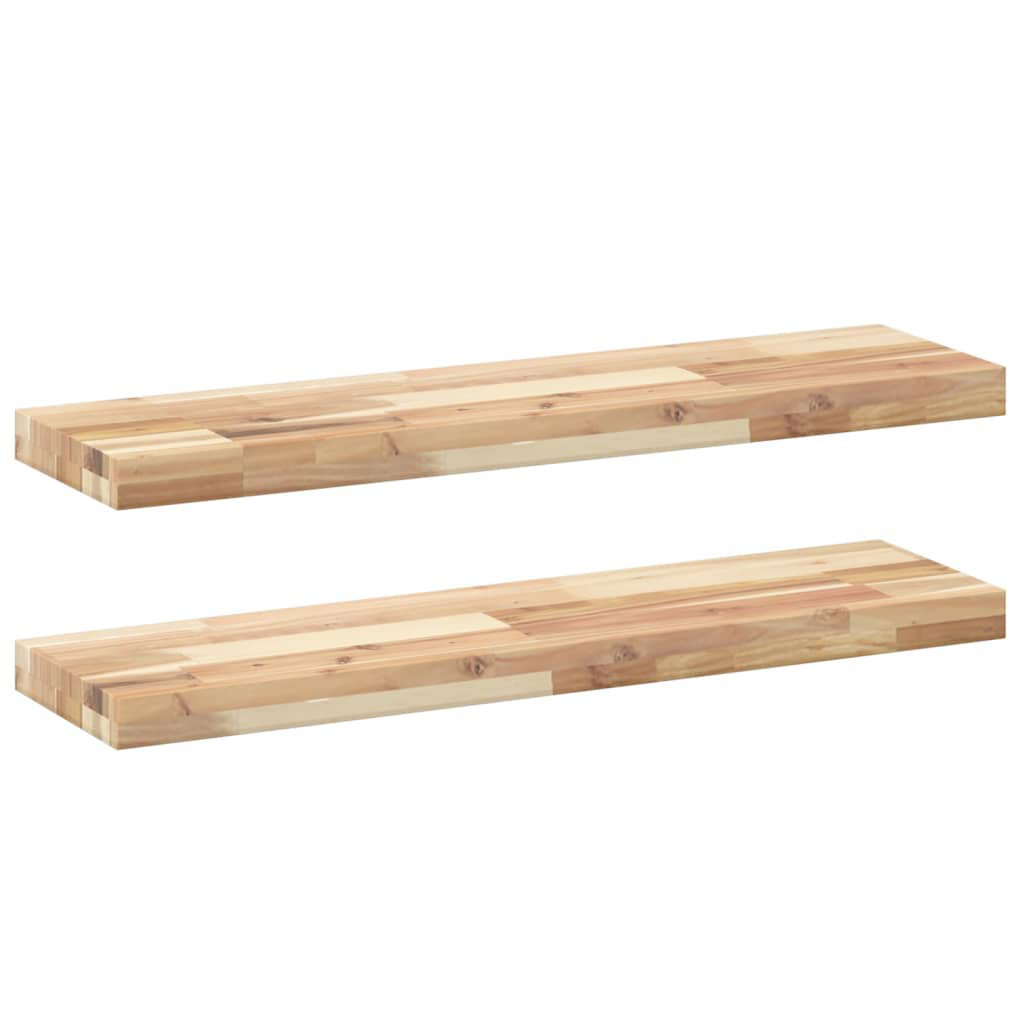 Williston Forge Floating Shelves 2 Pcs Untreated Solid Wood Acacia