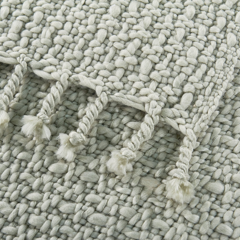 Basket Weave Knitted Throw Blanket, Silver