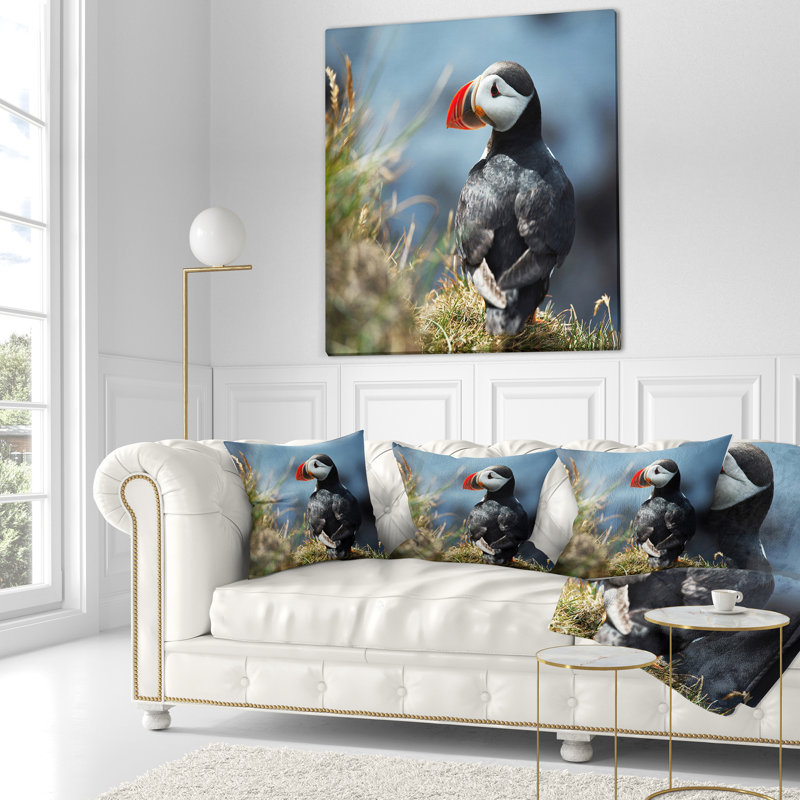 Mignon macareux relaxant - coussin à imprimé animal, 16 po x 1 po, Coussin décoratif