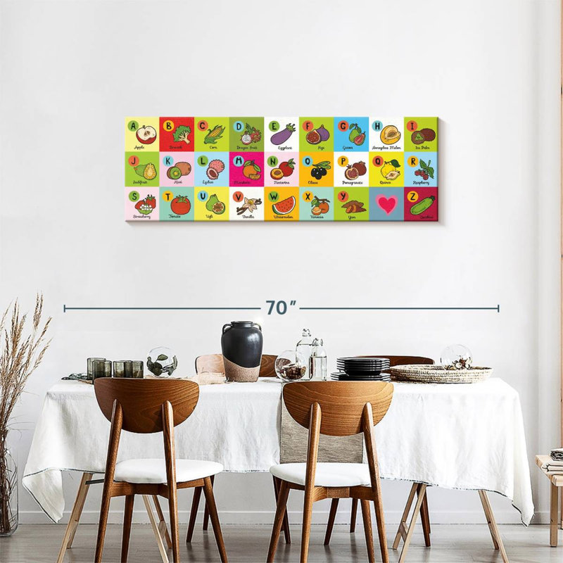 " Fruits And Vegetables Alphabet Chart " by SweetTeachings, 18" H x 54" W x 1.25" D