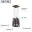 Luminaire suspendu grappe 9 lumières DEL