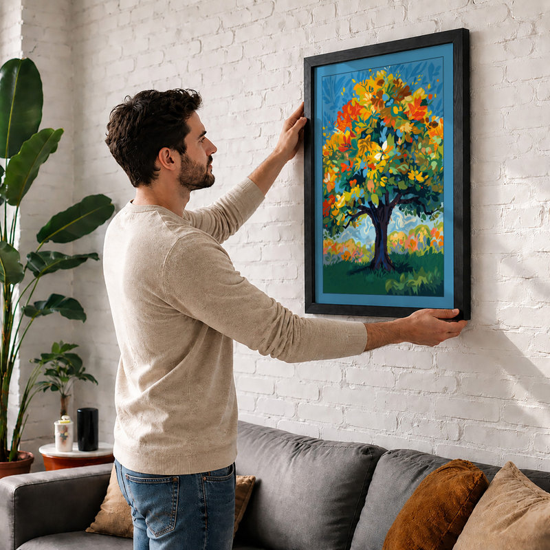 Flowering Tree in Bloom Modern - Framed Print, A3 - 42.0 x 29.7 cm, White