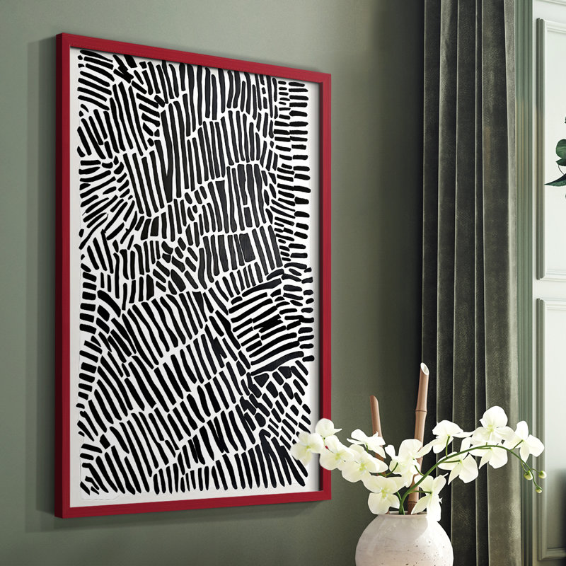 Abstract CXXIX Framed Print - Ready To Hang, 14" H x 11" D, Red