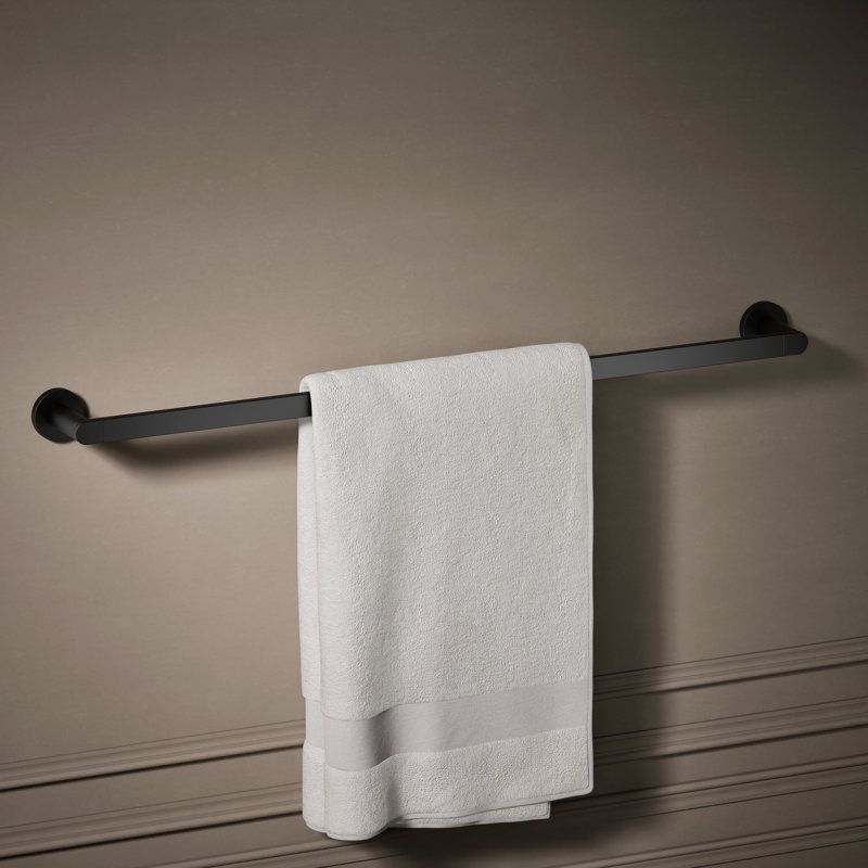 18" Wall Mounted Towel Bar, Matte Black, 30"W