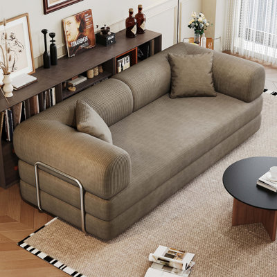 Canapé à compression de 78,8 po, canapé-lit convertible au sol avec accoudoirs avec dossier coussiné, canapé-lit futon confortable, causeuse modulaire désossée, tissu en velours côtelé, pour le salon, la chambre à coucher