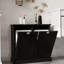 Armoire de trieur de linge à deux compartiments inclinable - noir