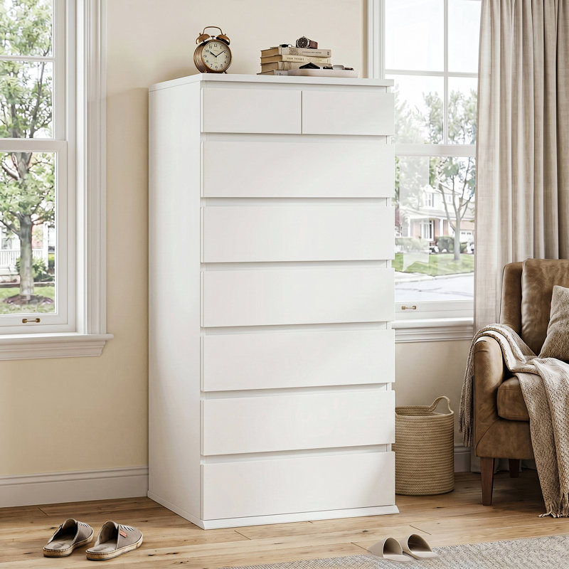 Commode 8 tiroirs Modern Modern, Blanc, 8